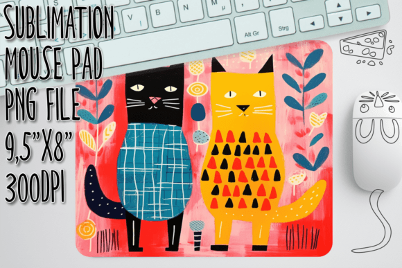 Adorable Cat Poses Mouse Pad Art