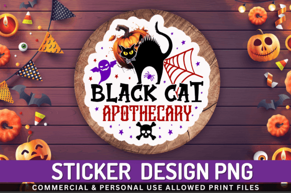 Black Cat Apothecary Stickers Design