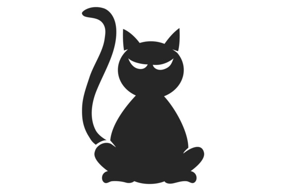 Black Cat Silhouette. Spooky Pet. Horror