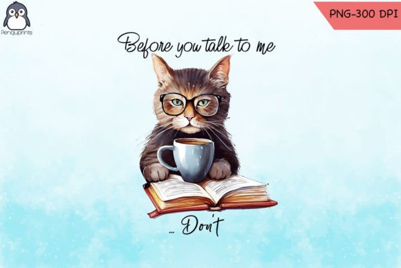 Books Cat and Coffee Sublimation