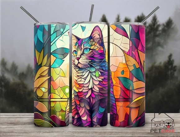 Cat Stained Glass 20oz Skinny Part 4