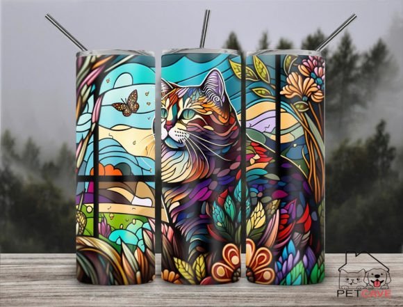 Cat Stained Glass 20oz Skinny Part 5