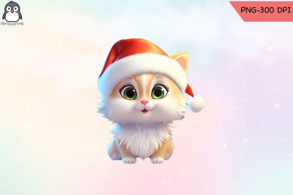 Christmas Cat with Santa Hat