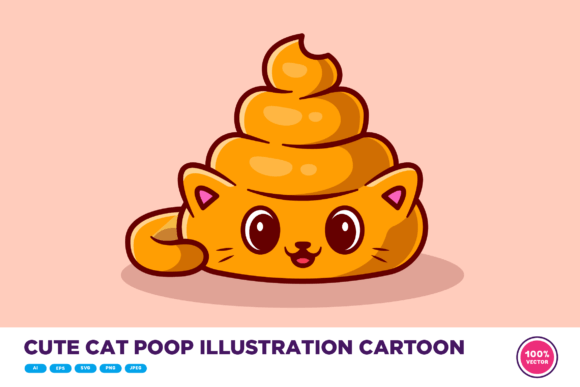 Cute Cat Poop Illustration Cartoon