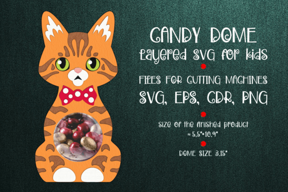 Ginger Tabby Cat Candy Dome Template