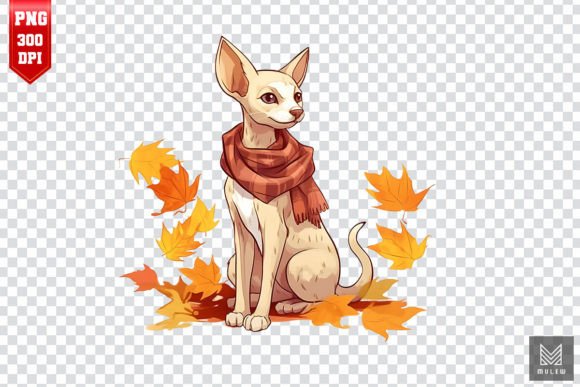 Oriental Shorthair Cat in Autumn Clipart
