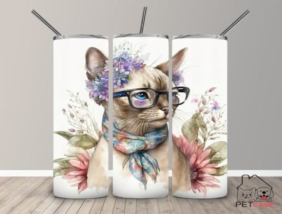 Siamese Cat Watercolor Tumbler 20 Oz